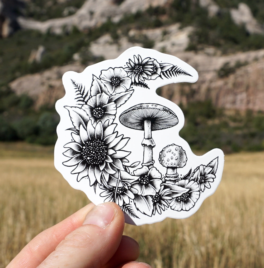 Moon Flower Mushroom Sticker – Sticker Art